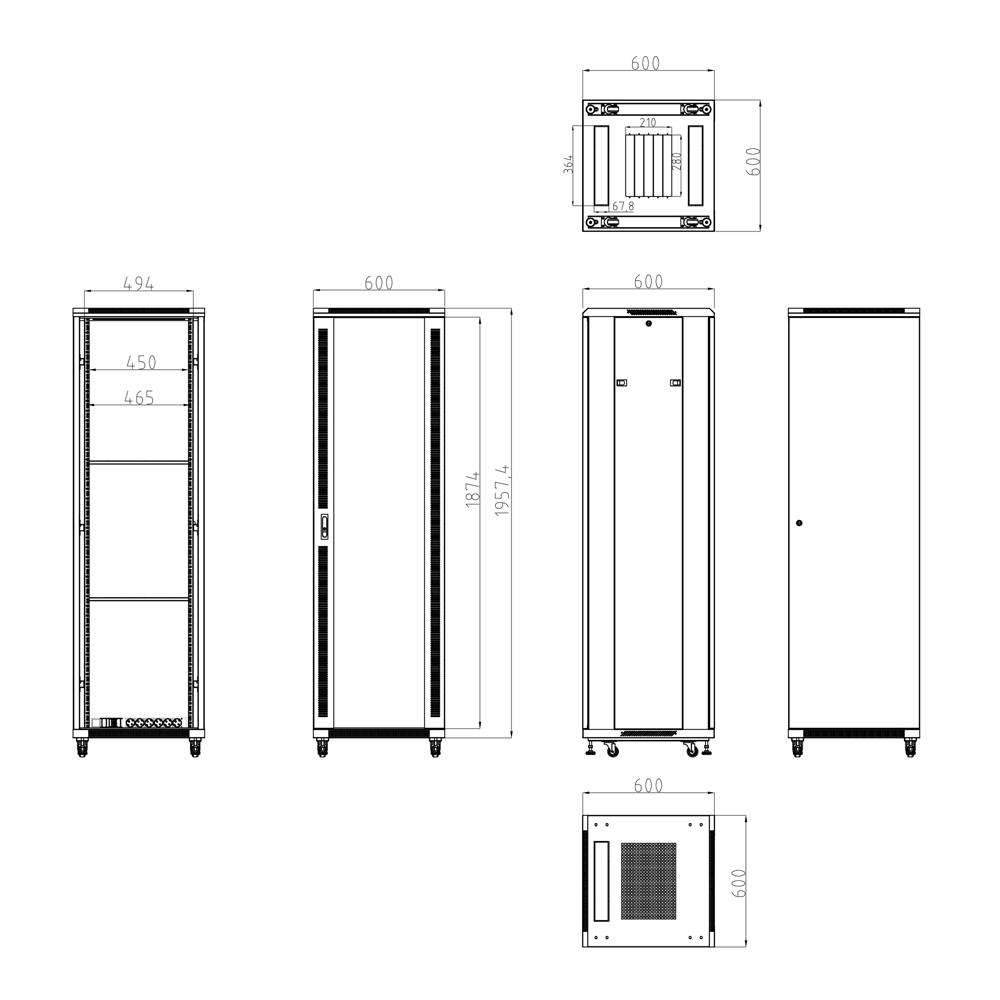 Baie Informatique 42U + plateau +bandeau 6 prises 220V+ 2 ventilateur / RACK-42UFN