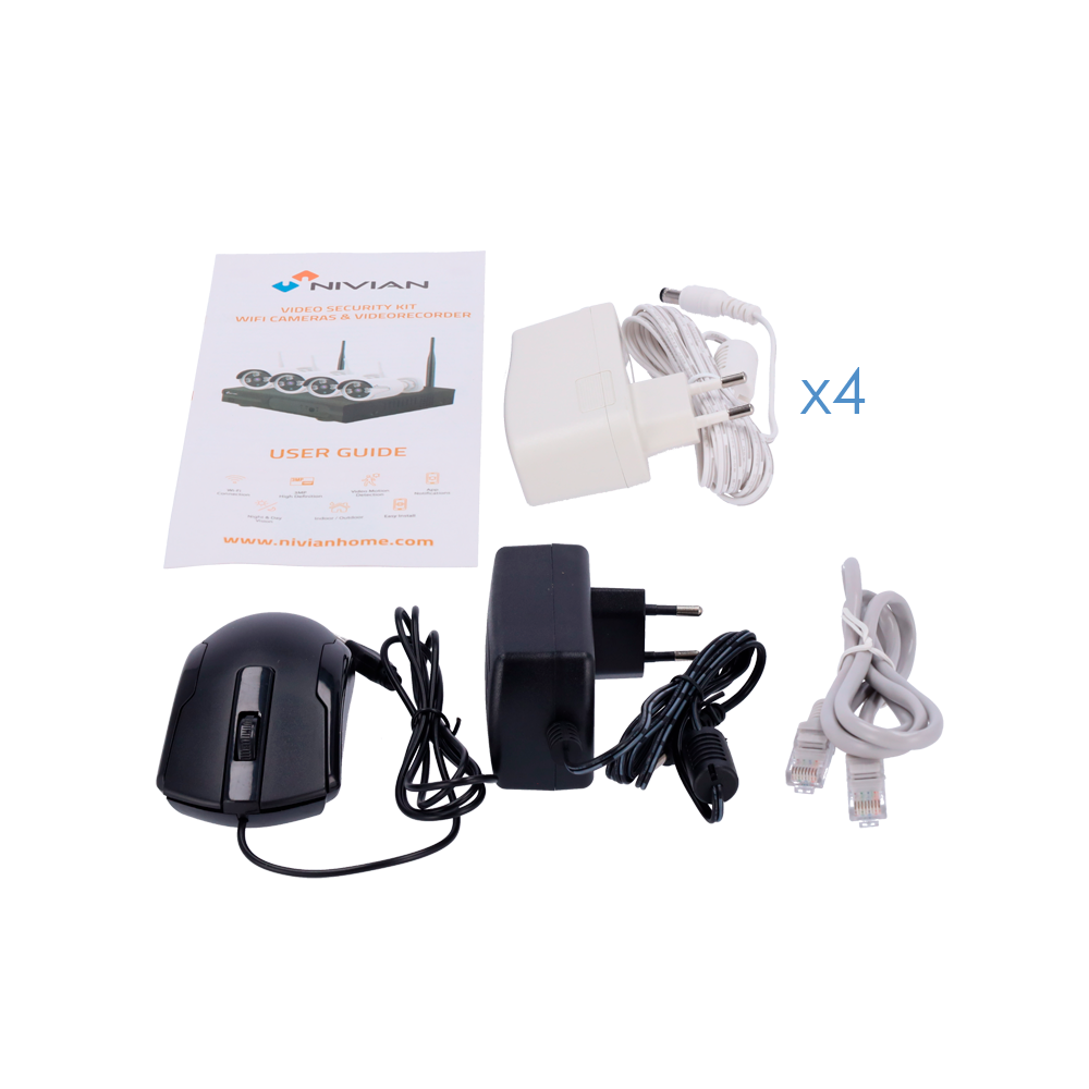 Kit 4 caméras WiFi 3MP Nivian