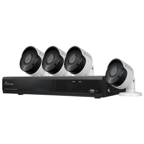 [NV-KIT81-4CAM-8M] Kit Vidéosurveillance Nivian 8MP (NV-KIT81-4CAM-8M) - 4 caméras incluses (Enregistreur jusqu'à 8 caméras) 